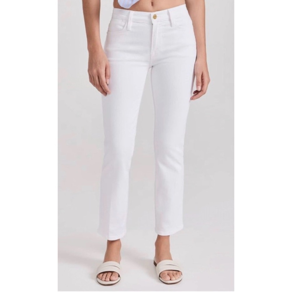 Frame Denim Women's White Straight Leg Jeans